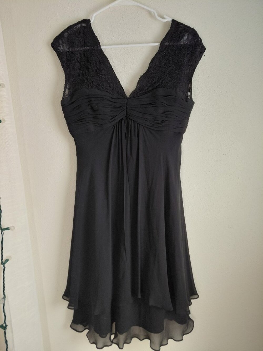 Donna Rico Black Silk Cocktail Dress Lace Sleeveless LBD Y2K Size 6